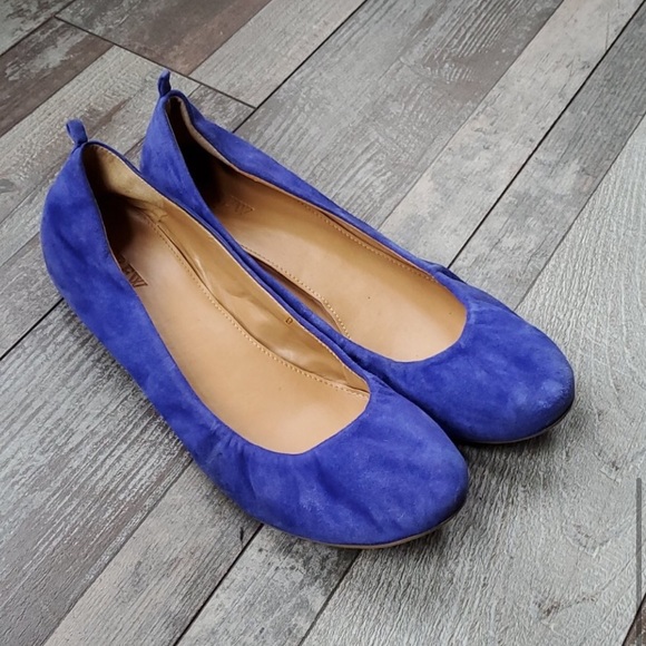 Royal blue suede J Crew flats - Picture 1 of 7